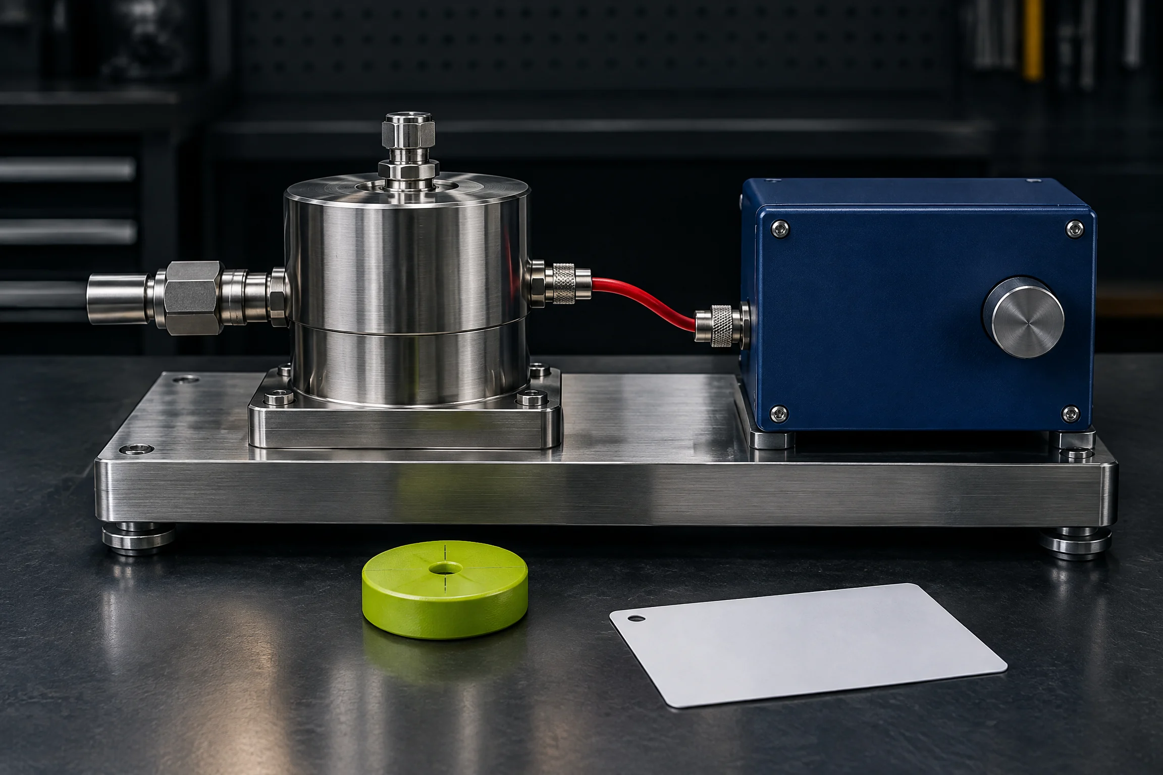 Calibrated indigo and chartreuse engineering test bench